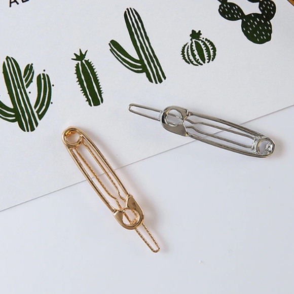 Unique Clothing Safety Pin Gold/Silver Hair Clip - Picture 7 of 9